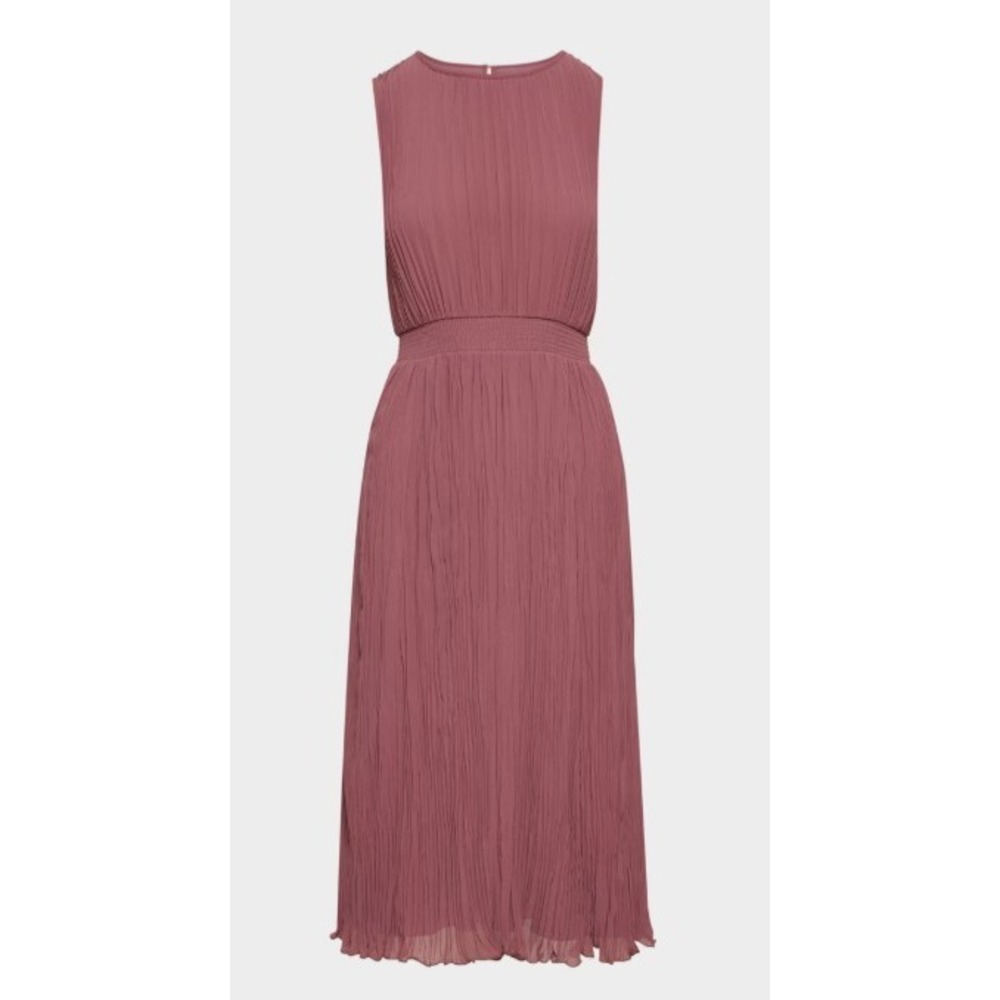 Aritzia Wilfred Mabel Dress Opera Rose Pink Pleated Midi Smocked Waist XS